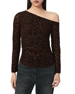 �I�[���Z�C���c ���f�B�[�X �g�b�v�X �V���c ALLSAINTS Mimi Off-the-Shoulder Top Brown Flock �u���E��