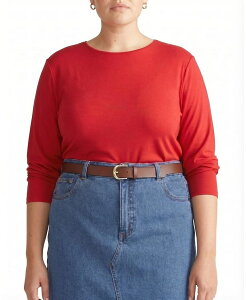 ���j�o�[�T�� �X�^���_�[�h ���f�B�[�X �g�b�v�X �V���c �v���X�T�C�Y �W���[�W�[ Universal Standard Women's Plus Joan Liquid Jersey Long Sleeve Top New York Red ���b�h