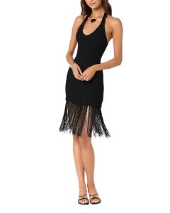 �A�X�g�[�� ���f�B�[�X �A�E�^�[ �j�b�g�E�Z�[�^�[ �t�����W ASTR the Label Kate Fringe Hem Sweater Dress Black �u���b�N