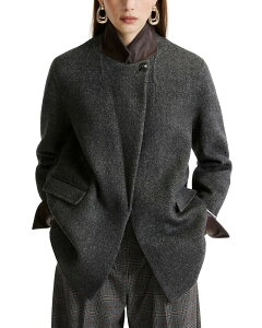 �}���[�� ���f�B�[�X �A�E�^�[ �W���P�b�g�E�u���]�� �u���U�[ Marella Mlscolimbo Leather Trim Blazer Melange Dark Grey �O���[