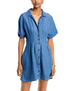 �}���[�� ���C���[ ���f�B�[�X �g�b�v�X �V���c Marine Layer Arden Spread Collar Shirt Dress Medium Wash