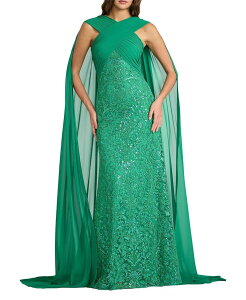 �^�_�V�V���[�W ���f�B�[�X �g�b�v�X �����s�[�X�p���R�[�� �h�J Tadashi Shoji Albioin Sequin Embroide red Sash Gown Ancient Jade