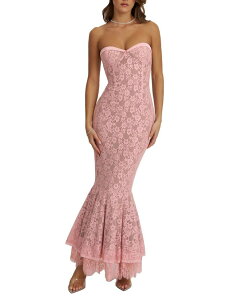 �~�X�T�[�N�� ���f�B�[�X �g�b�v�X �����s�[�X ���[�X �}�L�V Miss Circle Rosalyn Lace Sweetheart Maxi Mermaidress Pink �s���N
