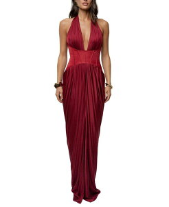 �W�F�C���b�N�X���[�x�� ���f�B�[�X �g�b�v�X �����s�[�X �h���[�v �}�L�V JLUXLABEL Drape Andestiny Maxi Dress Burgundy �o�[�K���f�B