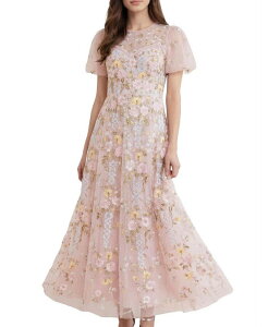 �j�[�h���A���h�X���b�h ���f�B�[�X �g�b�v�X �����s�[�X �}�L�V Needle & Thread Garden Rose Short Sleeve Maxi Gown Shell/Pastel Blue �u���[