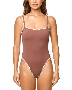 �G���X�y�[�X ���f�B�[�X ���� �㉺�Z�b�g L*Space L*Nadia Blanket Stitch One Piece Swimsuit Cafe Cream �N���[��