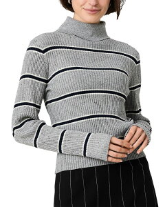 �t�����`�R�l�N�V���� ���f�B�[�X �A�E�^�[ �j�b�g�E�Z�[�^�[�g���l�b�N FRENCH CONNECTION Mason Knit Varsity Stripe Turtleneck Sweater Medium Gray Melange �O���[