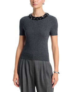 �V���J�C ���f�B�[�X �g�b�v�X �V���c �E�[�� SIMKHAI Sophie Wool Cashmere Short Sleeve Top Charcoal Dusty Blue �`���R�[��