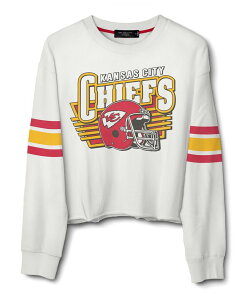 �W�����N�t�[�h�N���[�W���O ���f�B�[�X �g�b�v�X T�V���c �N���b�v�h �t���[�X Junk Food Clothing Women's NFL Kansas City Chiefs Kickoff Cropped Crew Fleece Tee Vintage White �z���C�g