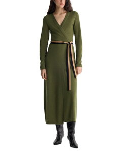 �_�C�A�� �t�H�� �t�@�X�e���o�[�O ���f�B�[�X �A�E�^�[ �j�b�g�E�Z�[�^�[ �E�[�� DIANE von FURSTENBERG Bellina Wool Cashmere Wrap Sweater Dress Pesto