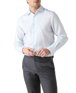���o�[�g �^���{�b�g �����Y �g�b�v�X �V���c �R�b�g�� ���l�� Robertalbott Reynolds Paisley Jacquard Cotton Linen Blend Shirt in Contemporary Fit Light Blue �u���[