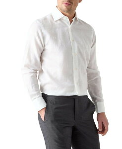 ���o�[�g �^���{�b�g �����Y �g�b�v�X �V���c �R�b�g�� ���l�� Robertalbott Reynolds Paisley Jacquard Cotton Linen Blend Shirt in Contemporary Fit White �z���C�g