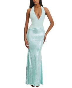�~�X�T�[�N�� ���f�B�[�X �g�b�v�X �����s�[�X�p���R�[�� �}�L�V Miss Circle Wendale Sequin Plunging Mermaid Maxi Dress Mint �~���g