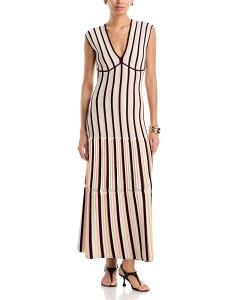 �V���J�C ���f�B�[�X �g�b�v�X �����s�[�X V�l�b�N �~�f�B �j�b�g SIMKHAI Lianne V Necknit Midi Dress Fig Multi �}���`�J���[