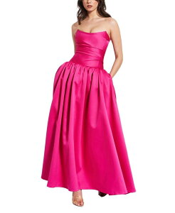 �~�X�T�[�N�� ���f�B�[�X �g�b�v�X �����s�[�X �T�e�� �X�g���b�v���X Miss Circle Walterina Satin Strapless Drop Waist Corset Gown Fuchsia �t���[�V��