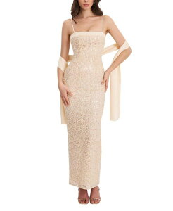 �~�X�T�[�N�� ���f�B�[�X �g�b�v�X �����s�[�X�p���R�[�� Miss Circle Raizell Beaded Sequin Bodycon Gown with Scarf Gold �S�[���h