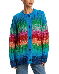 �}�U�[ ���f�B�[�X �A�E�^�[ �J�[�f�B�K�� �Z�[�^�[ �j�b�g MOTHER The Biggie Cardigan Cableknit Sweater Blue Pink �u���[