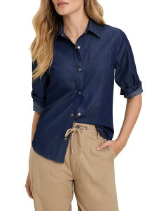 �j�b�N�v���X�]�[�C ���f�B�[�X �g�b�v�X �V���c �f�j�� NIC+ZOE Drapey Denim Shirt Dark Wash �f�j��