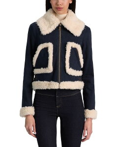 �A���X�A���h�I���r�A ���f�B�[�X �A�E�^�[ �W���P�b�g�E�u���]�� �f�j�� Alice and Olivia Isaiah Denim Aviator Jacket Dark Rinse/Chino �f�j��