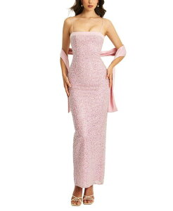 �~�X�T�[�N�� ���f�B�[�X �g�b�v�X �����s�[�X�p���R�[�� Miss Circle Raizel Beaded Sequin Bodycon Gown with Scarf Pink �s���N