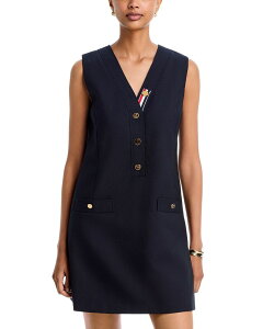 �g���u���E�� ���f�B�[�X �g�b�v�X �����s�[�X V�l�b�N �~�j �E�[�� Thom Browne Wool V Neck Mini Dress Navy �l�C�r�[