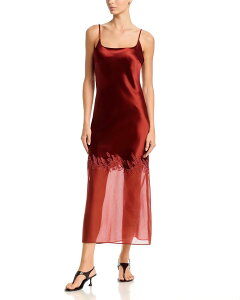 �o�C�}�����o�[�K�[ ���f�B�[�X �g�b�v�X �����s�[�X �V�A�[ By Malene Birger Camilla Sheer Hem Slip Dresspiced Berry
