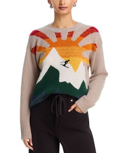 �A�N�A ���f�B�[�X �A�E�^�[ �j�b�g�E�Z�[�^�[ �N���[�l�b�N AQUA 100% Cashmere Sunrise Skiier Crewneck Sweater - Exclusive Wheat �A�N�A