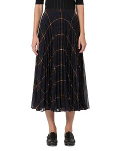 �}�b�N�X�}�[�� ���f�B�[�X �{�g���X�J�[�g �v���[�c �~�f�B Max Mara Studio Mstpagana Pleated Midi Skirt Blue/Brown �u���[