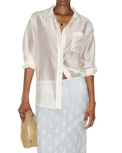 ���t�H�[���[�V���� ���f�B�[�X �g�b�v�X �V���c Reformation Eli Oversized Shirt Sheery Ivory �A�C�{���[