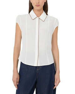 �}�b�N�X�}�[�� ���f�B�[�X �g�b�v�X �V���c �u���E�X Max Mara Studio Mstskipper Colla red Button Up Blouse Silk