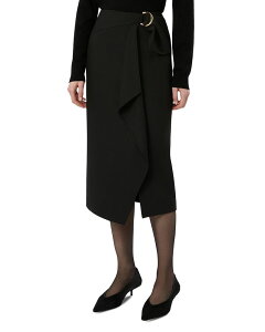 �}�b�N�X�}�[�� ���f�B�[�X �{�g���X�J�[�g �A�V�����g���[ �~�f�B Max Mara Studio Mstfenice Asymmetric Midi Skirt Black �u���b�N