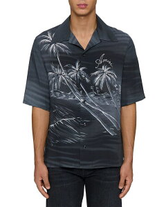 �A�~�� �����Y �g�b�v�X �V���c Amiri Airbrush Palms Camp Shirt Black �u���b�N