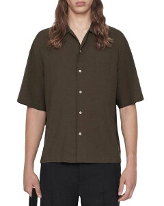 �I�[���Z�C���c �����Y �g�b�v�X �V���c ALLSAINTS Archer Oversized Point Collar Shirt Dark Olive �I���[�u