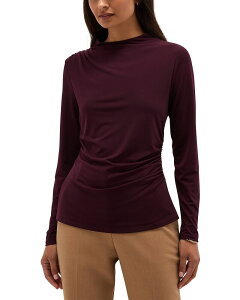 �z�b�u�X�����h�� ���f�B�[�X �g�b�v�X �V���c �n�C�l�b�N �M���U�[ HOBBS LONDON Oriana Ruched High Neck Top Malbec Purple �p�[�v��