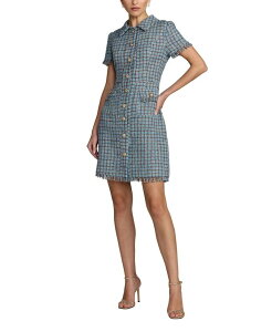 �}�b�N�_�K�� ���f�B�[�X �g�b�v�X �����s�[�X �~�j �c�C�[�h �t�����W Mac Duggal Colla red Tweed Mini Dress With Fringe Trim Blue Multi �u���[