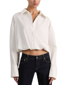 �A���X�A���h�I���r�A ���f�B�[�X �g�b�v�X �V���c Alice and Olivia Tobie Twill Bubble Hem Shirt Off White �I�t�z���C�g