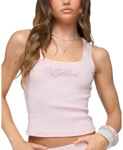 �A�f�B�N�e�b�h ���f�B�[�X �g�b�v�X �^���N�g�b�v ���u Edikted Studio Rhinestone Ribbed Tank Top Light-Pink �s���N