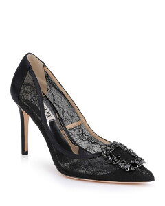 �o�b�W�F���[�~�V���J ���f�B�[�X �V���[�Y �p���v�X �T�e�� ���[�X Badgley Mischka Women's Cher III Satin & Lace Stiletto Pumps Black Lace �u���b�N