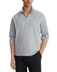 ���C�X �����Y �A�E�^�[ �p�[�J�[�E�X�E�F�b�g �n�[�t�W�b�v �V���c �j�b�g REISS Lennox Half Zip Waffle Knit Sweatshirt Soft Blue �u���[