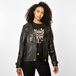 �r�o ���f�B�[�X �A�E�^�[ �W���P�b�g�E�u���]�� ���U�[ �W���P�b�g BIBA Leather Biker Jacket Black �u���b�N