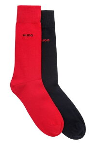 【送料無料】 フューゴ メンズ 靴下 アンダーウェア 2 Pack Small Logo Crew Socks Black/Red 693