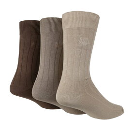【送料無料】 プリングル メンズ 靴下 アンダーウェア Ribbed Bamboo 3 Pack Socks Beige