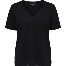 【送料無料】 セレクテッドフェム レディース Tシャツ トップス Standard V Neck T Shirt Black