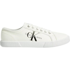 �J���o���N���C�� �����Y �V���[�Y �X�j�[�J�[ Calvin Klein Jeans Mono Canvas Trainers White YAF �z���C�g
