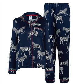 【送料無料】 チェルシーピア レディース ナイトウェア アンダーウェア Satin Button Up Pyjama Set Zebra Navy