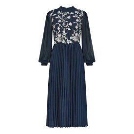 【送料無料】 ユミキム レディース ワンピース トップス Navy Long Sleeve Embroidered Midi Dress Navy