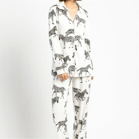 【送料無料】 チェルシーピア レディース ナイトウェア アンダーウェア Button Up Pyjama Set White Zebra