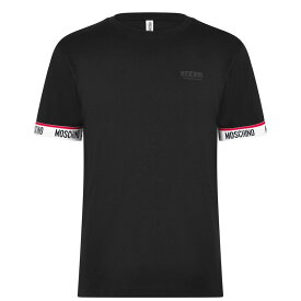 【送料無料】 モスキーノ メンズ Tシャツ トップス Sleeve Tape T Shirt Blk A0555