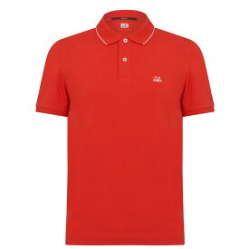 【送料無料】 シーピーカンパニー メンズ Tシャツ トップス Short Sleeve Tipped Polo Shirt Fiery Red 455