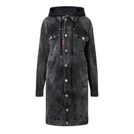 【送料無料】 ディースクエアード レディース コート アウター Hooded Denim Coat Black 978